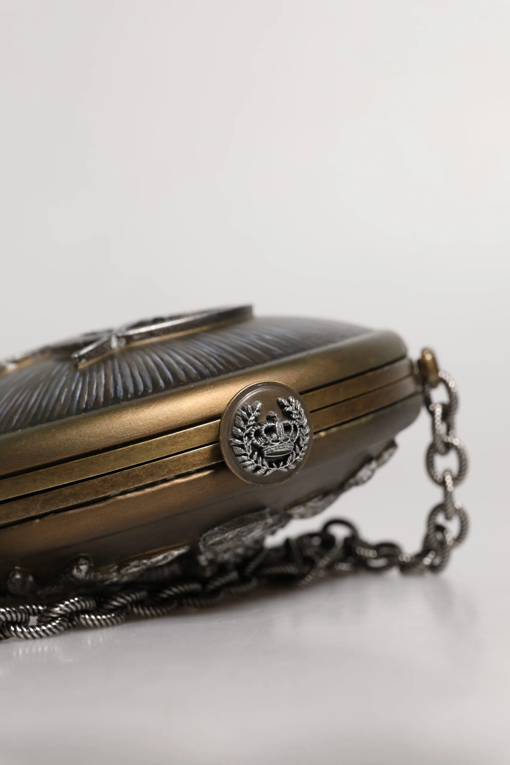 Bag Streamlined & Dolce Gabbana Gold Crown Clutch Crossbody Metal DG Client satisfaction Brass
