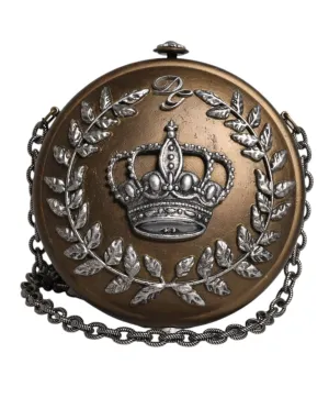 Bag Streamlined & Dolce Gabbana Gold Crown Clutch Crossbody Metal DG Client satisfaction Brass