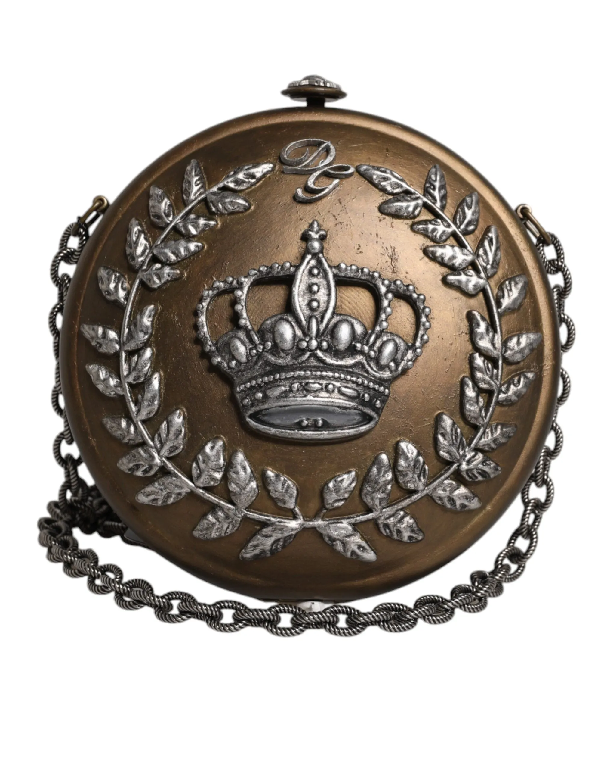 Bag Streamlined & Dolce Gabbana Gold Crown Clutch Crossbody Metal DG Client satisfaction Brass