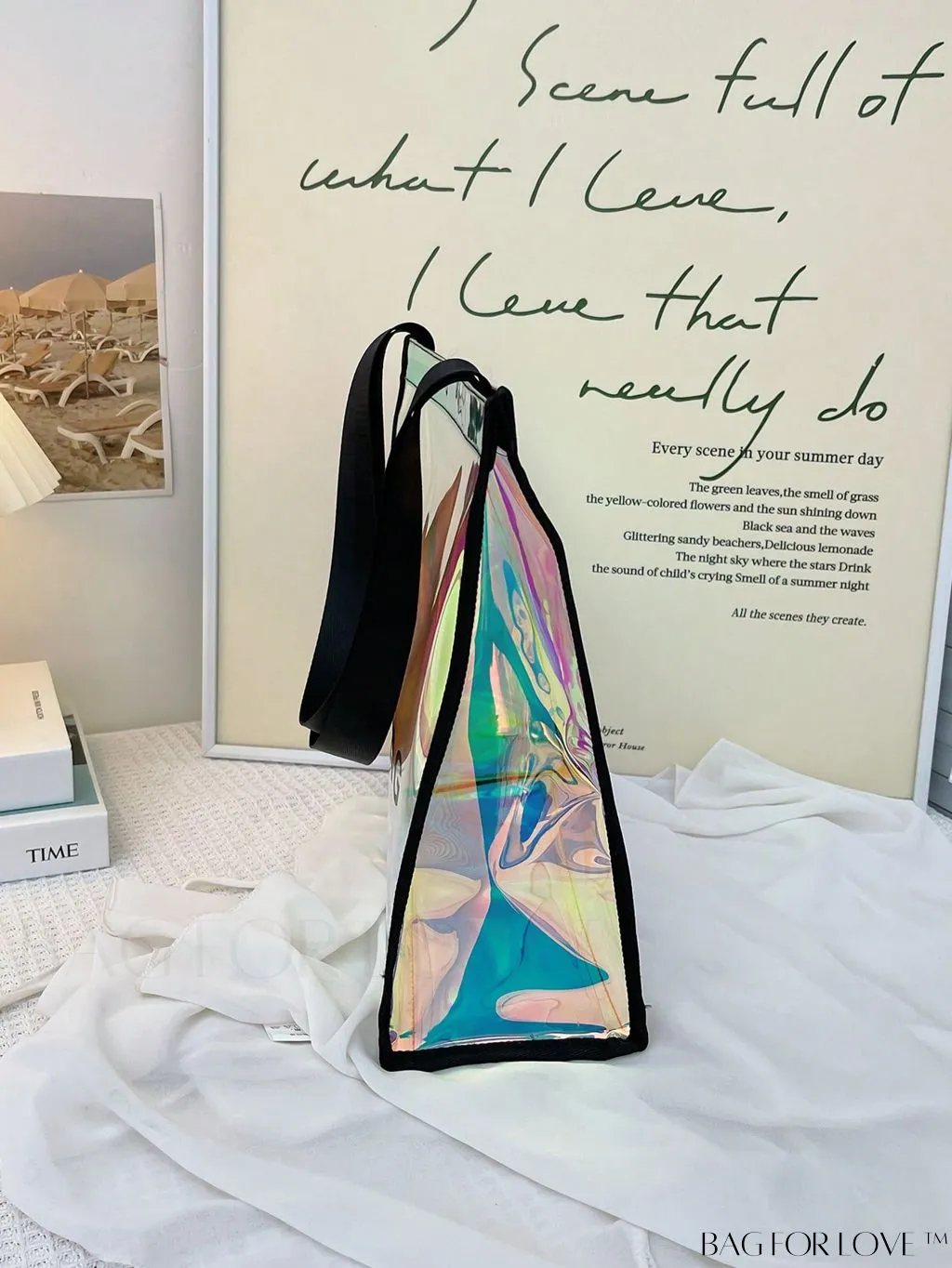 BagForLove - Holographic PVC Shoulder Tote Bag: Clear, Spacious, Ideal for Work and Travel