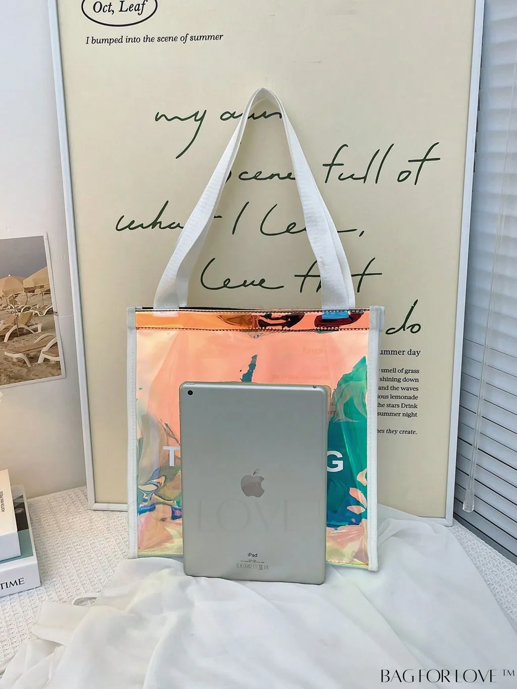 BagForLove - Holographic PVC Shoulder Tote Bag: Clear, Spacious, Ideal for Work and Travel