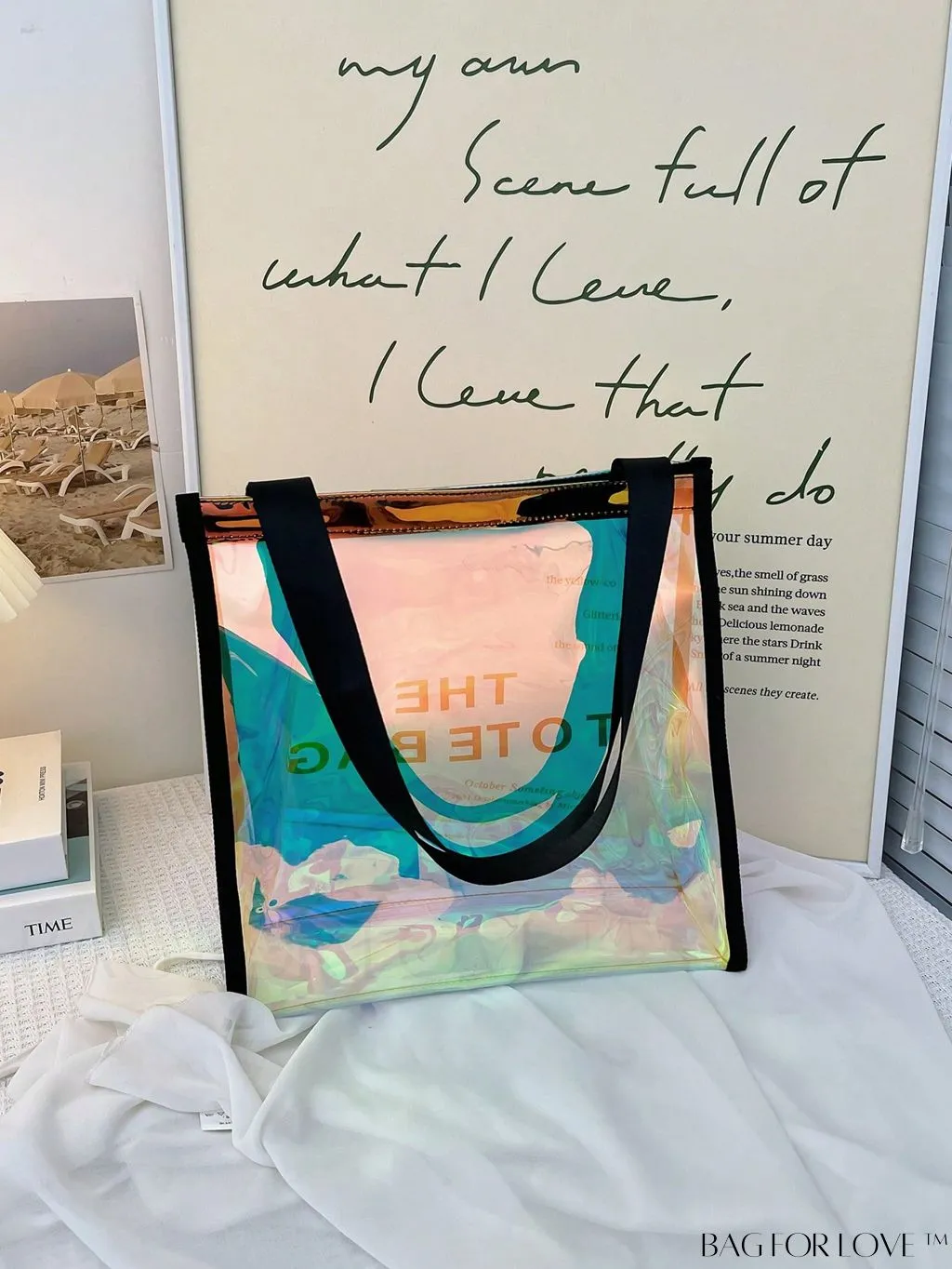BagForLove - Holographic PVC Shoulder Tote Bag: Clear, Spacious, Ideal for Work and Travel