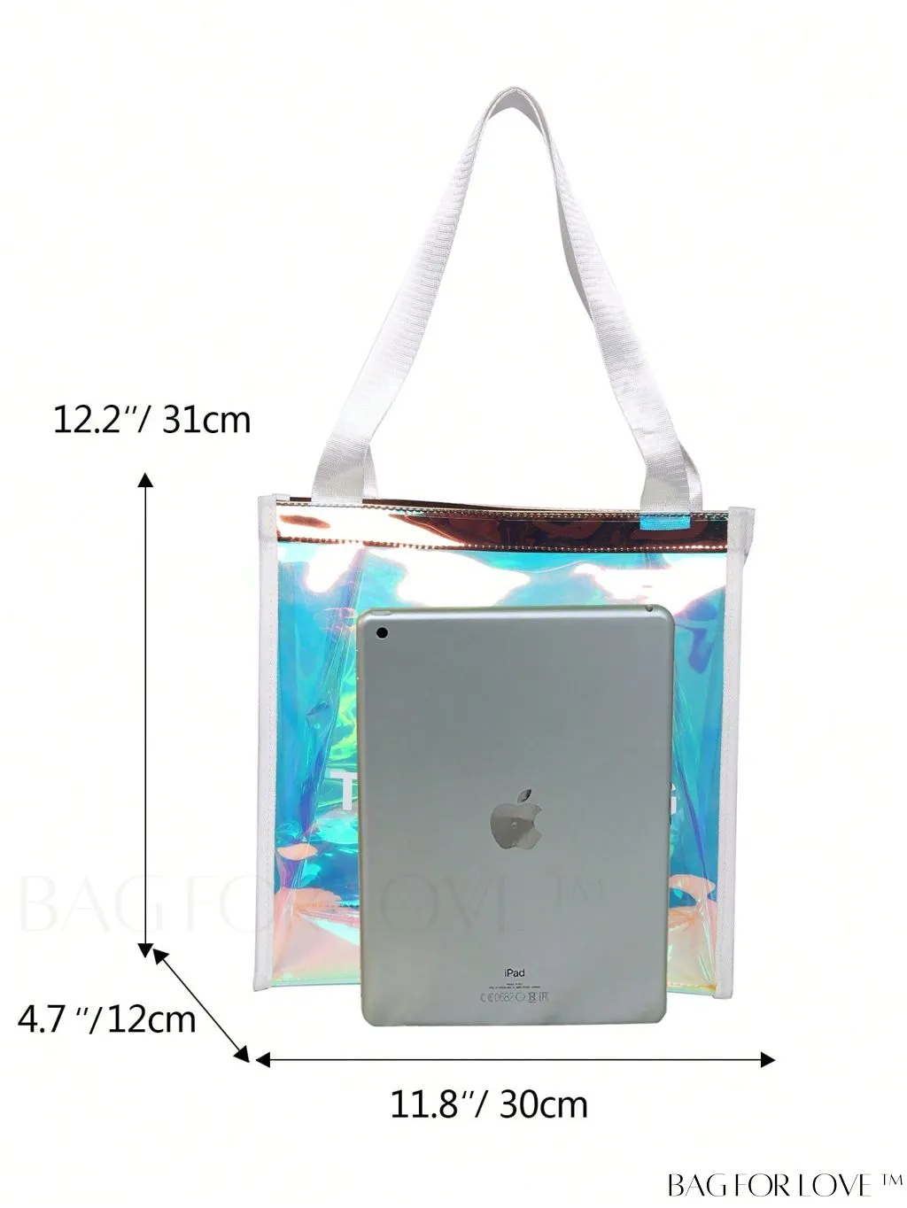 BagForLove - Holographic PVC Shoulder Tote Bag: Clear, Spacious, Ideal for Work and Travel