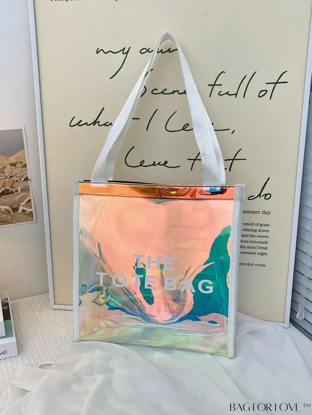BagForLove - Holographic PVC Shoulder Tote Bag: Clear, Spacious, Ideal for Work and Travel