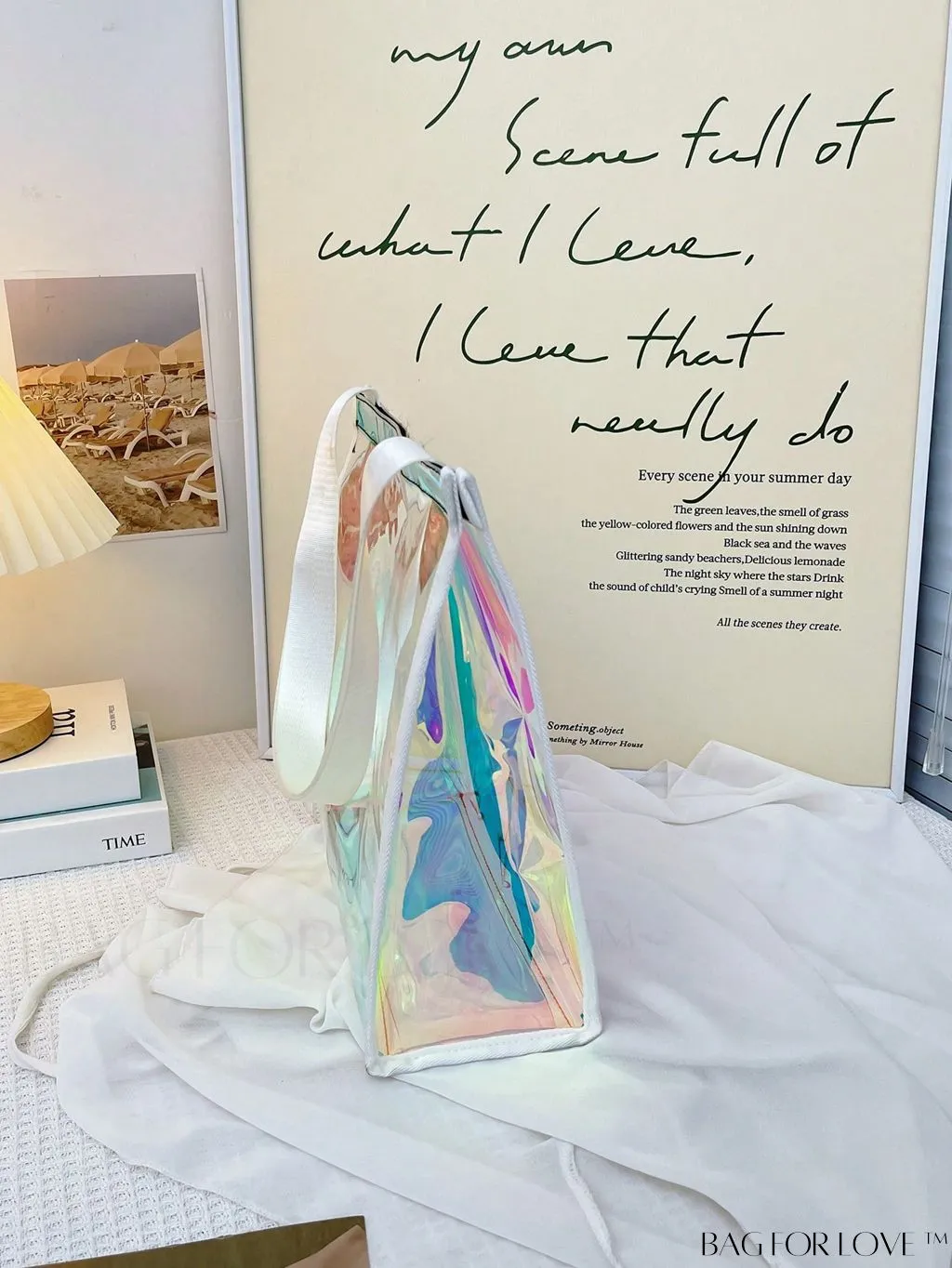 BagForLove - Holographic PVC Shoulder Tote Bag: Clear, Spacious, Ideal for Work and Travel