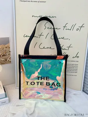 BagForLove - Holographic PVC Shoulder Tote Bag: Clear, Spacious, Ideal for Work and Travel