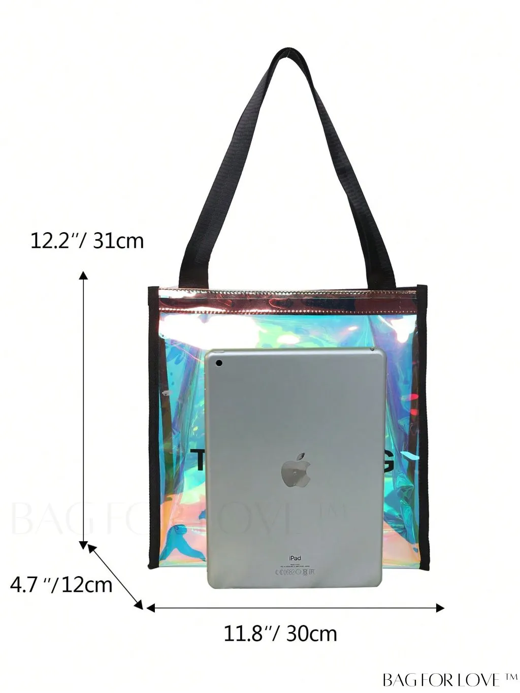 BagForLove - Holographic PVC Shoulder Tote Bag: Clear, Spacious, Ideal for Work and Travel