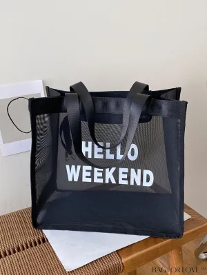 BagForLove - Large Capacity Tote Bag with Mesh Alphabet Print