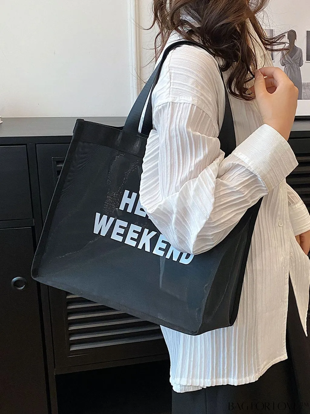 BagForLove - Large Capacity Tote Bag with Mesh Alphabet Print