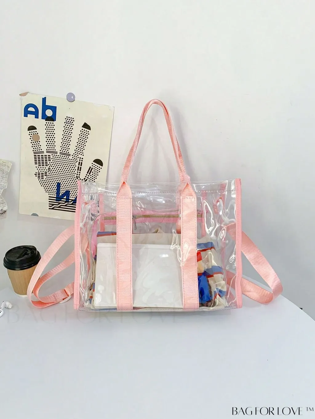 BagForLove - Medium Pink Clear Square Bag