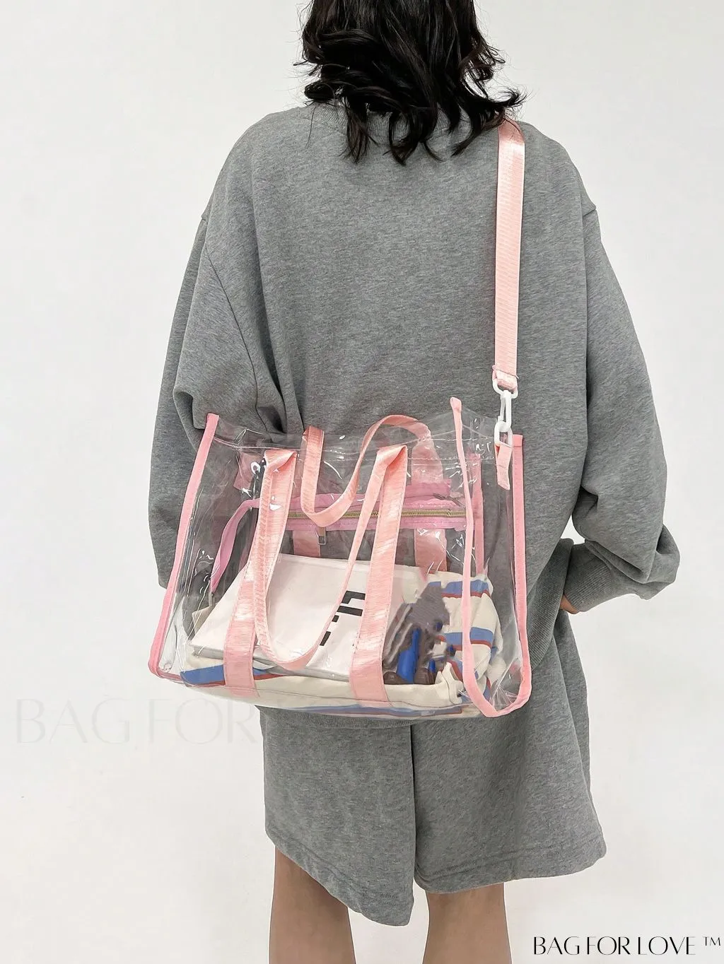 BagForLove - Medium Pink Clear Square Bag