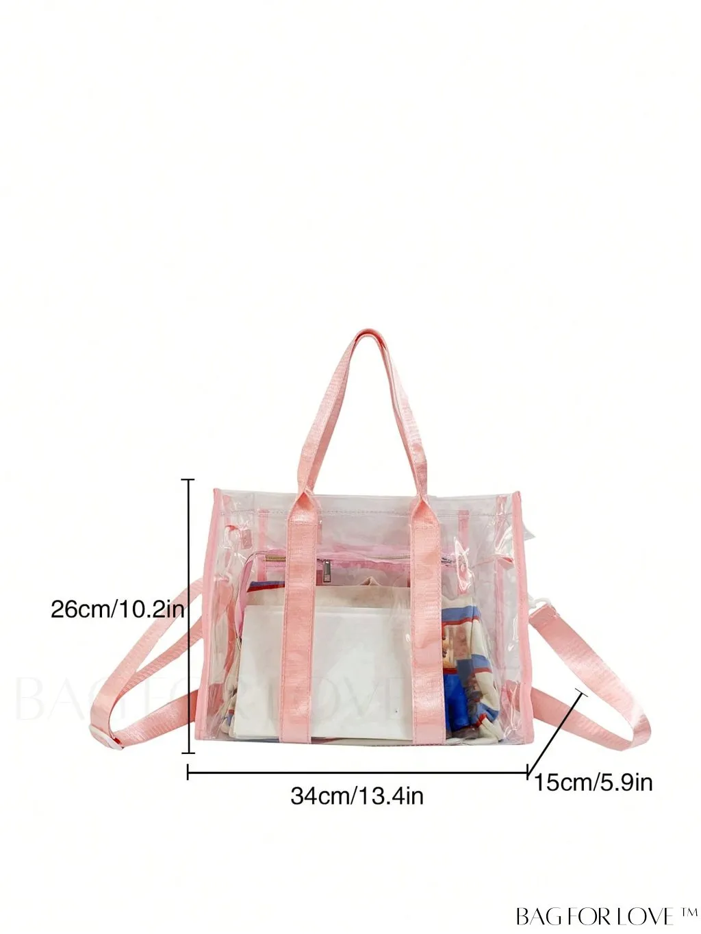 BagForLove - Medium Pink Clear Square Bag