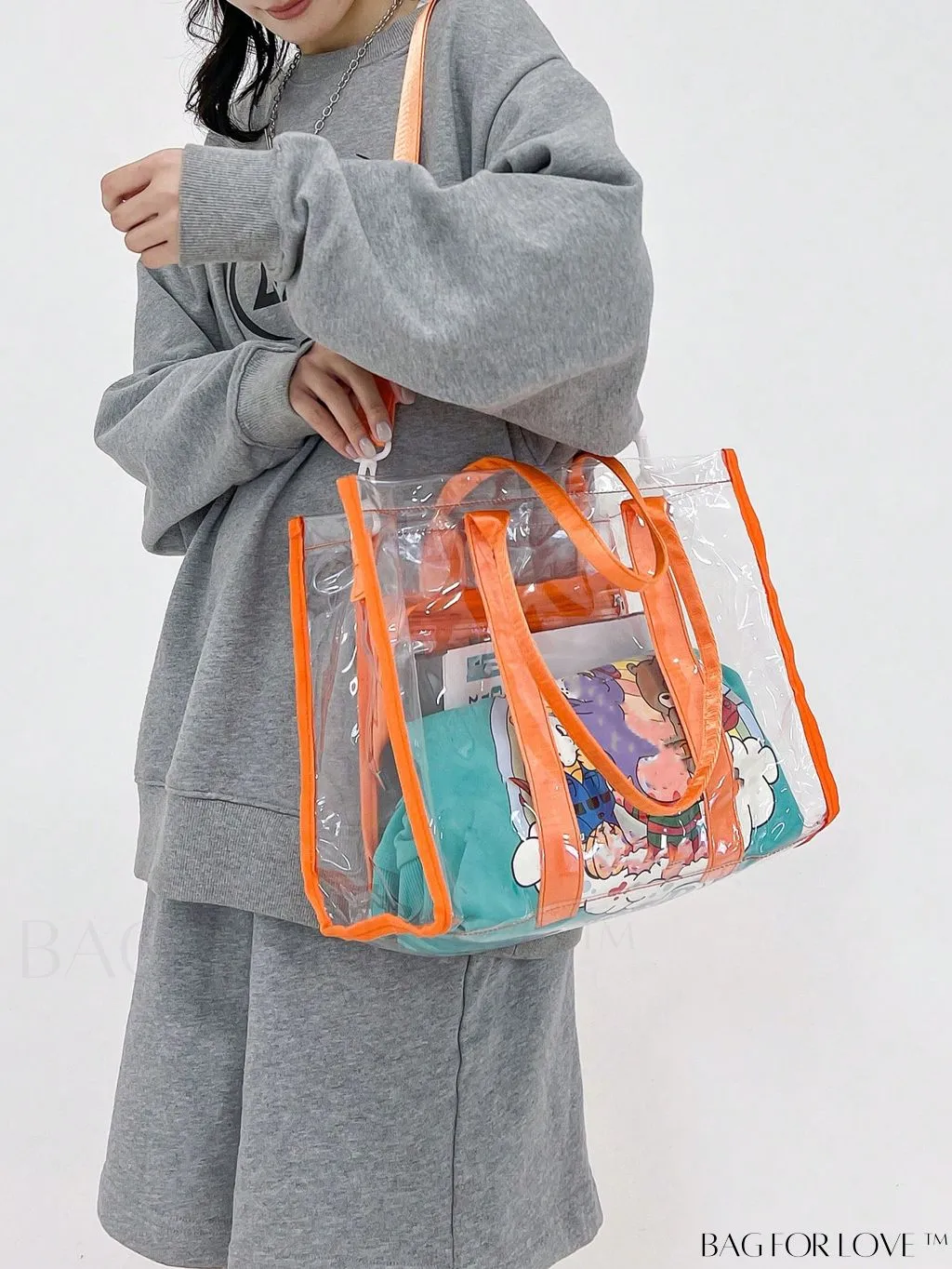 BagForLove - Medium Pink Clear Square Bag