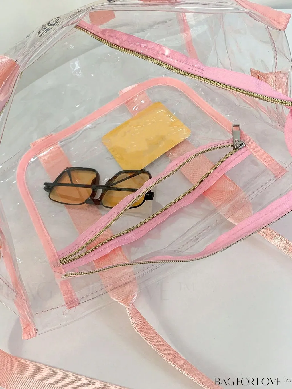 BagForLove - Medium Pink Clear Square Bag