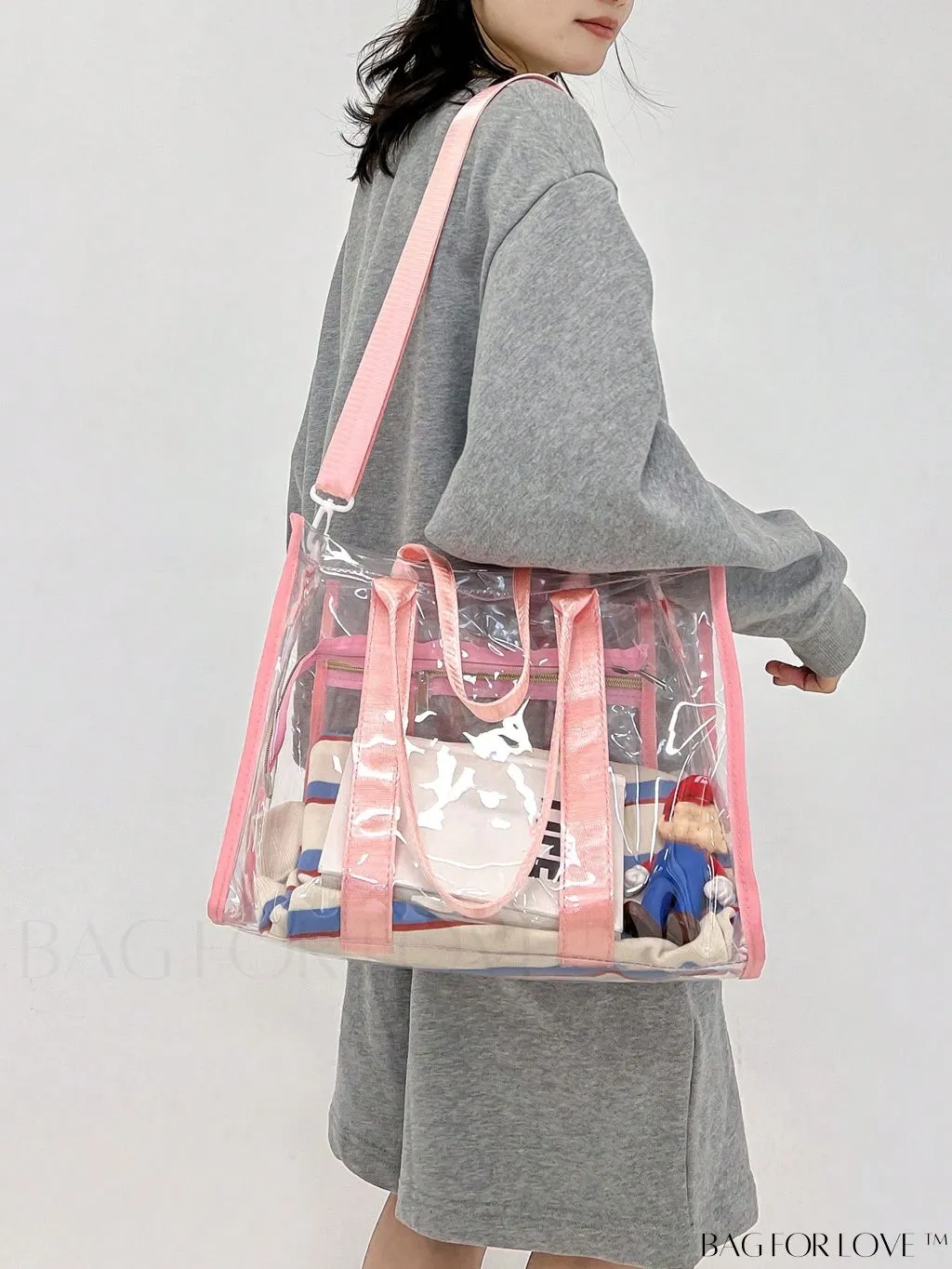 BagForLove - Medium Pink Clear Square Bag