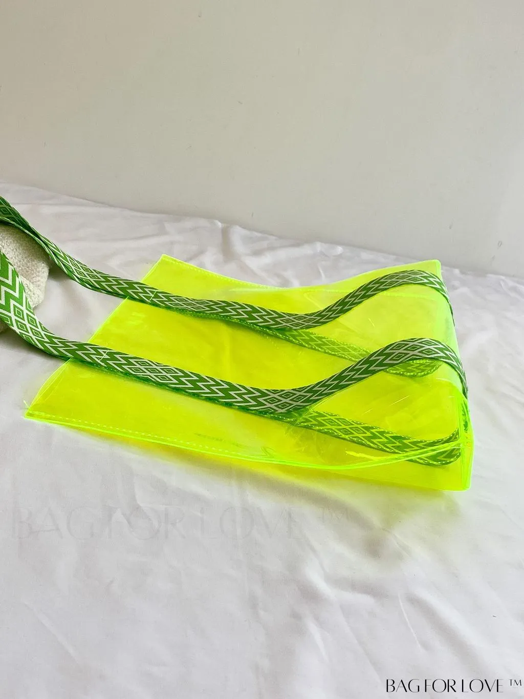 BagForLove - Neon Green Double Handle Clear Shoulder Tote Bag - Trendy and Stylish