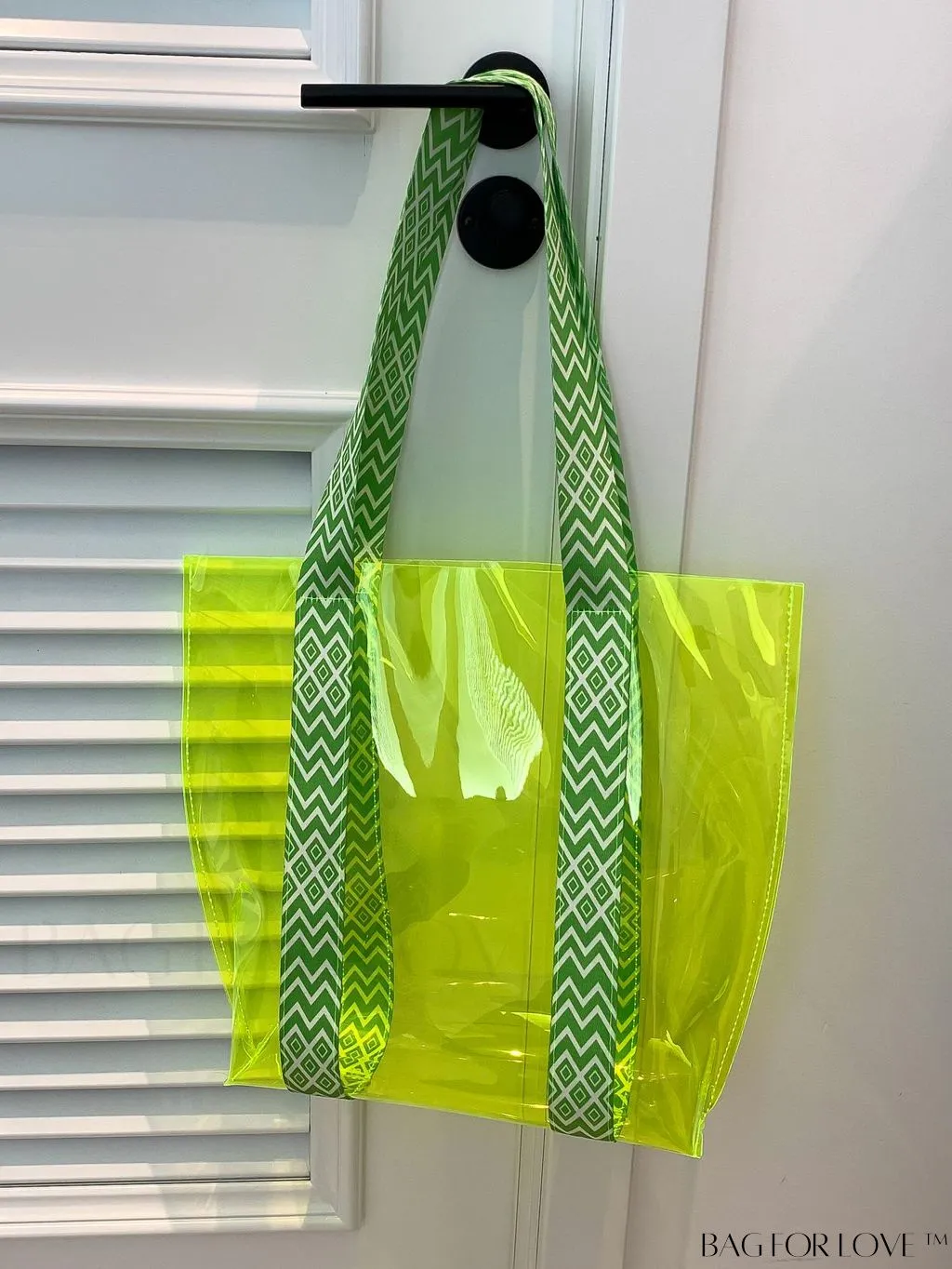 BagForLove - Neon Green Double Handle Clear Shoulder Tote Bag - Trendy and Stylish