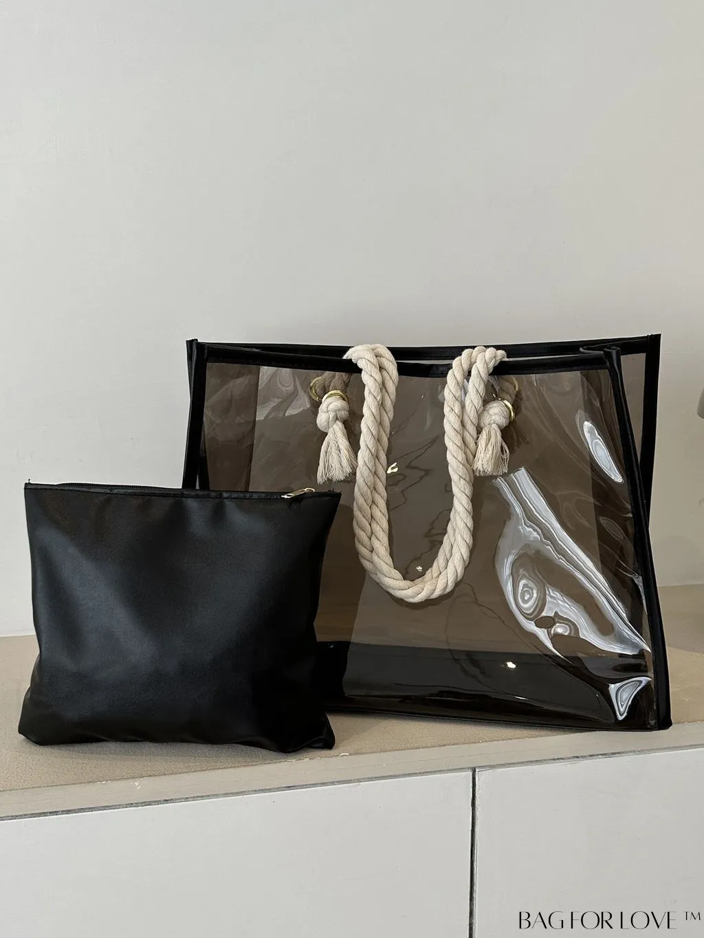 BagForLove - Stylish One Shoulder Summer Tote Bag with Inner Pouch â Transparent Design