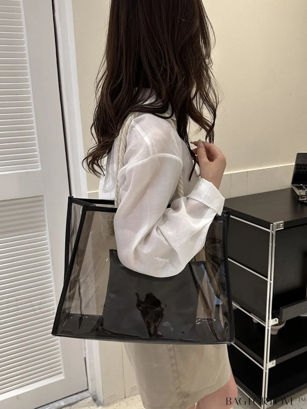 BagForLove - Stylish One Shoulder Summer Tote Bag with Inner Pouch â Transparent Design