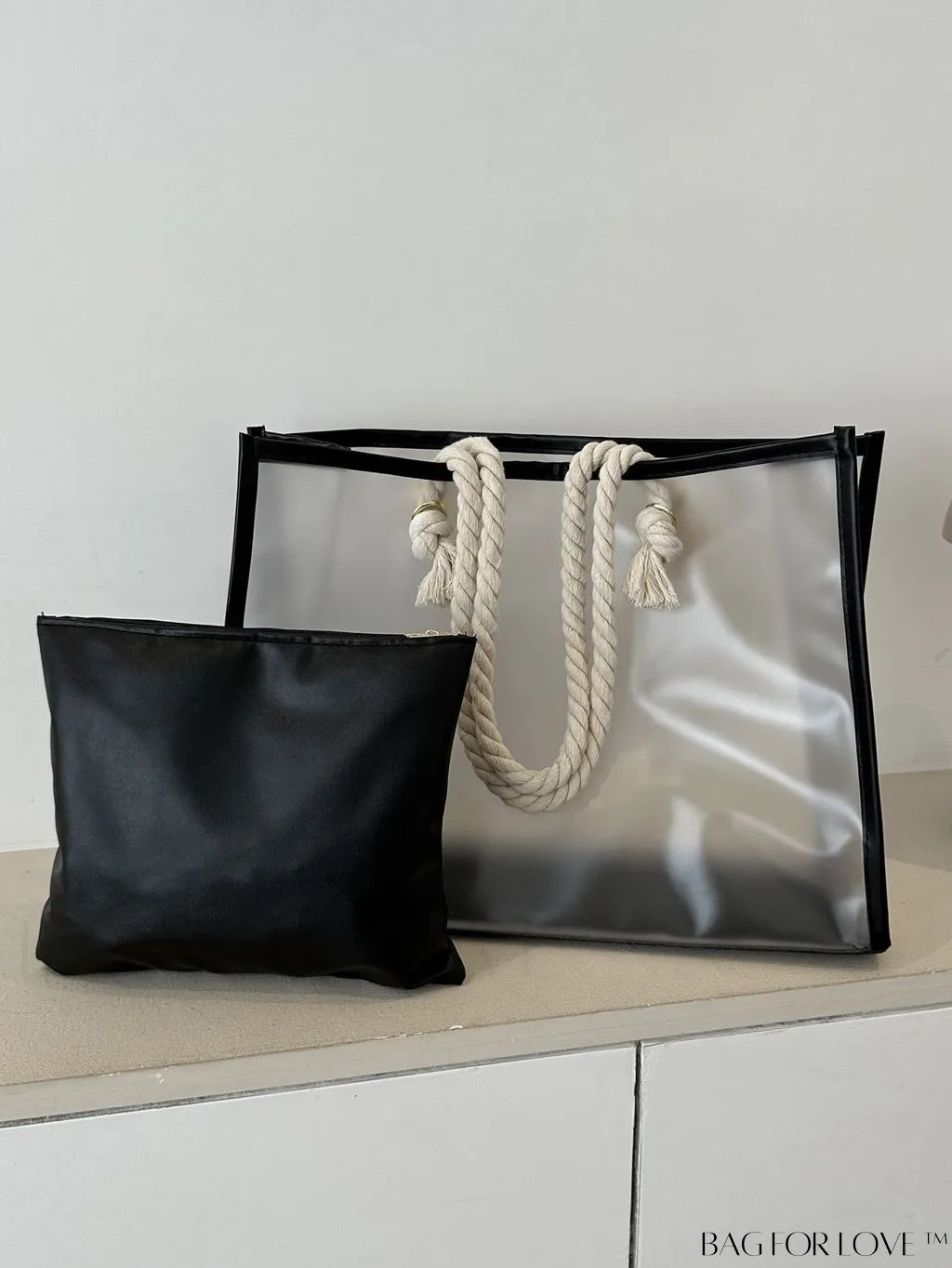 BagForLove - Stylish One Shoulder Summer Tote Bag with Inner Pouch â Transparent Design