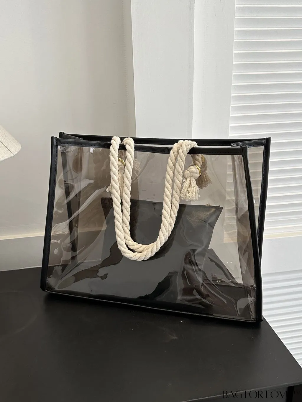 BagForLove - Stylish One Shoulder Summer Tote Bag with Inner Pouch â Transparent Design