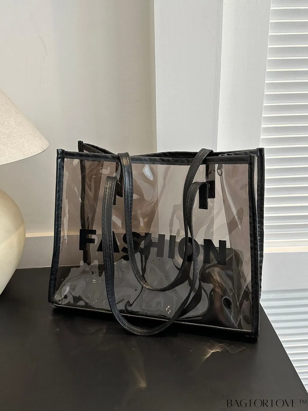 BagForLove - Stylish Transparent Color Block Womens Beach Tote - Set of 2