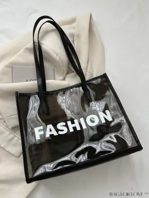BagForLove - Stylish Transparent Color Block Womens Beach Tote - Set of 2