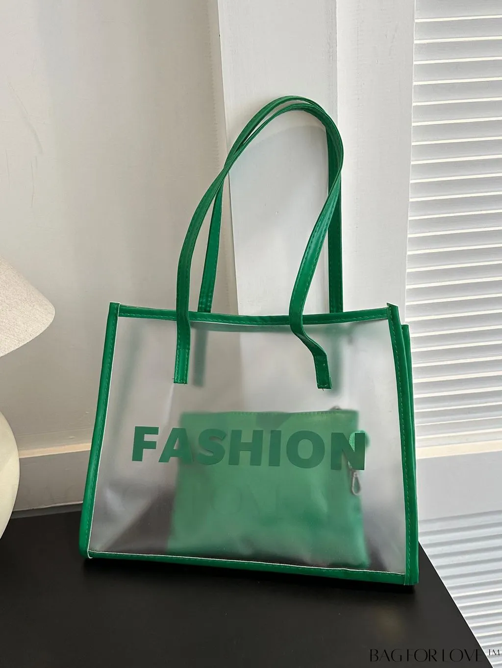 BagForLove - Stylish Transparent Color Block Womens Beach Tote - Set of 2