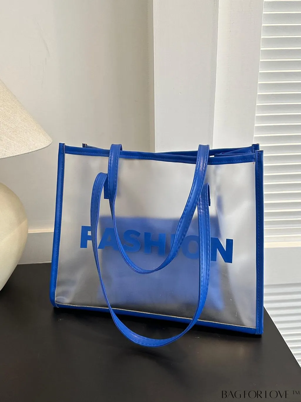 BagForLove - Stylish Transparent Color Block Womens Beach Tote - Set of 2