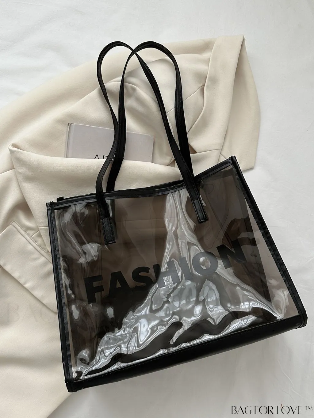 BagForLove - Stylish Transparent Color Block Womens Beach Tote - Set of 2