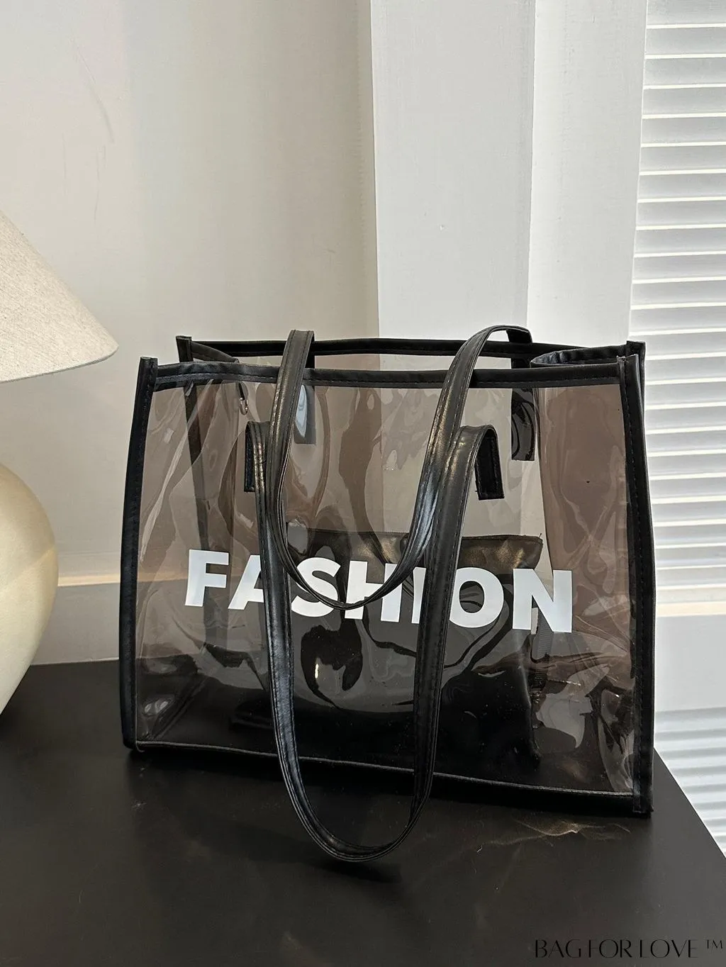BagForLove - Stylish Transparent Color Block Womens Beach Tote - Set of 2