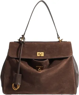 Bags for Women Retro frosted handbag lock shoulder bag commuter crossbody bag for women(Brown)