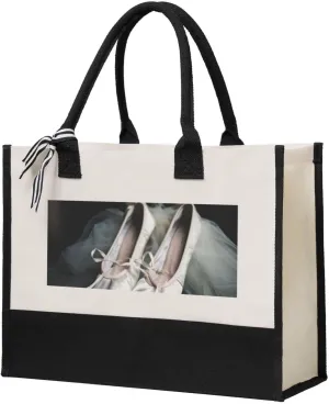 Ballet Shoe printed Canvas Gift Shopping Bag Fashion Handbag Shoulder Shopping Bag