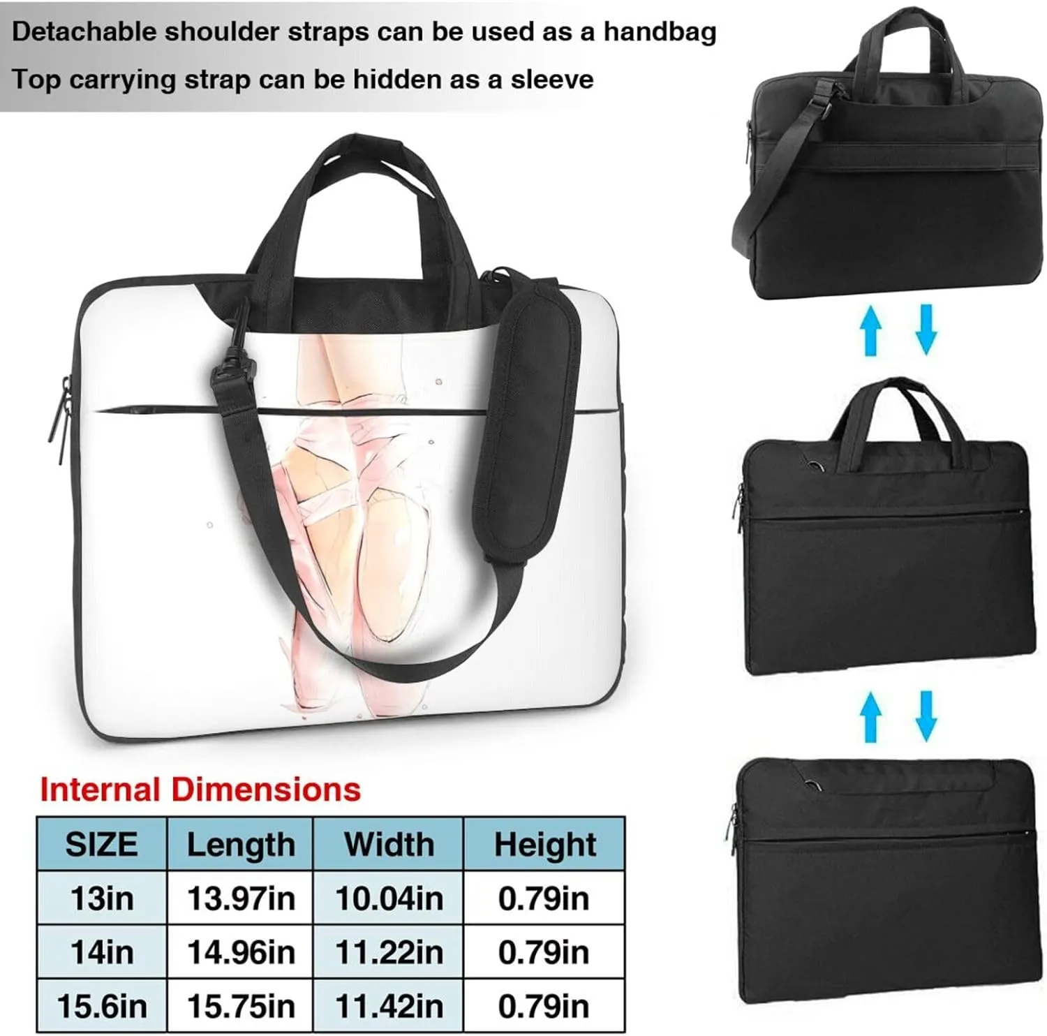 Ballet Shoes Printed Laptop Case, Waterproof Laptop Sleeve, Funny Laptop Carrying Case,15.6In