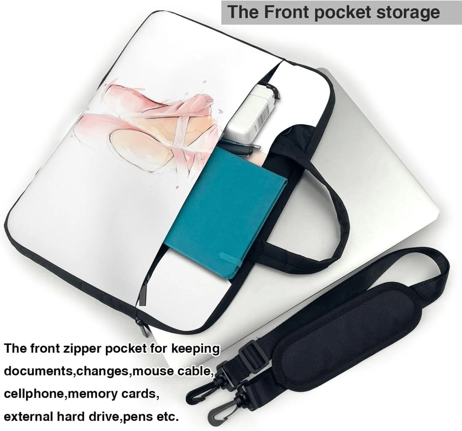 Ballet Shoes Printed Laptop Case, Waterproof Laptop Sleeve, Funny Laptop Carrying Case,15.6In