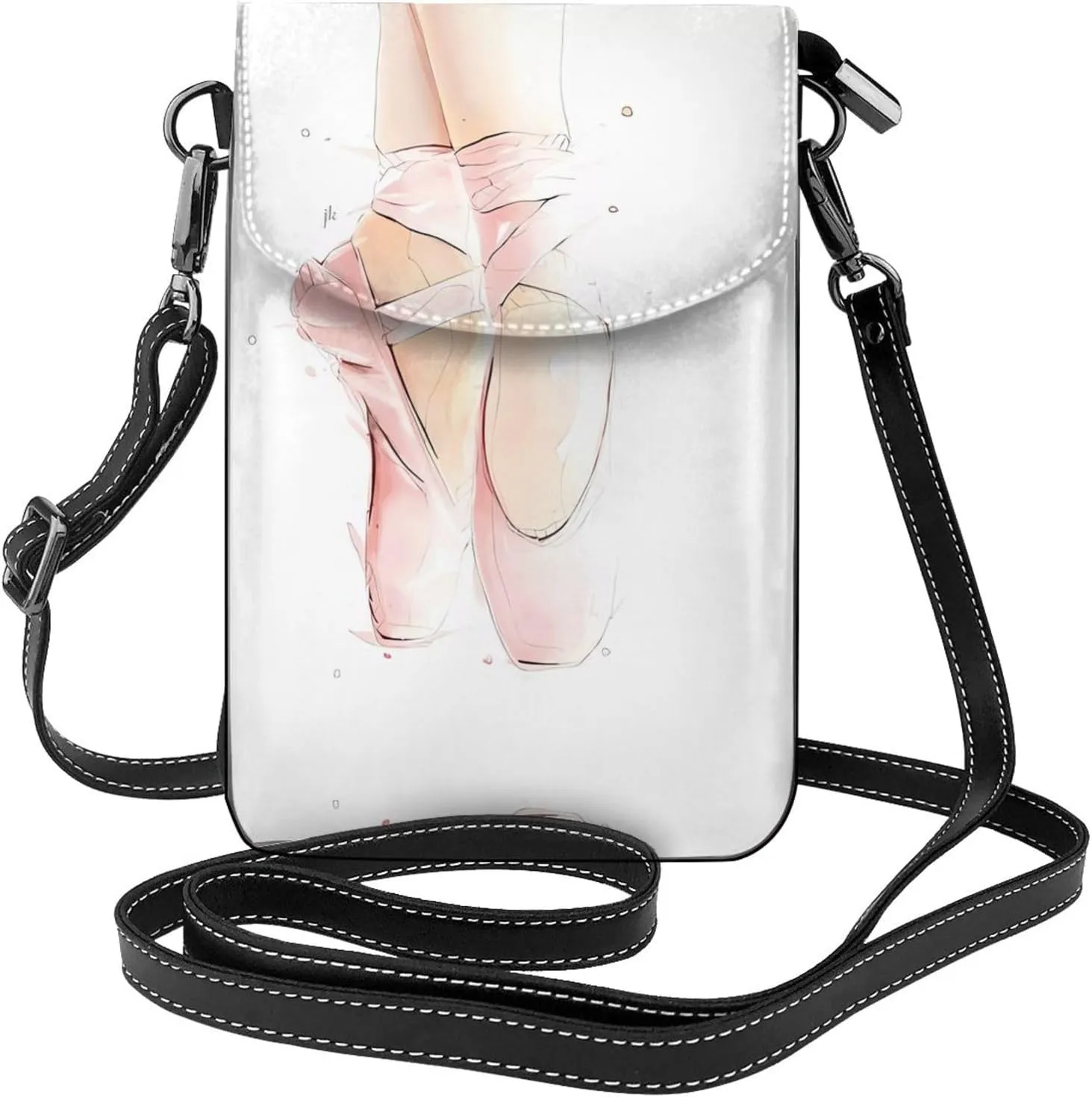 Ballet shoes Small Crossbody Bags, Printed Cell Phone Purse with Card Slots, Shoulder Handbag with Strap
