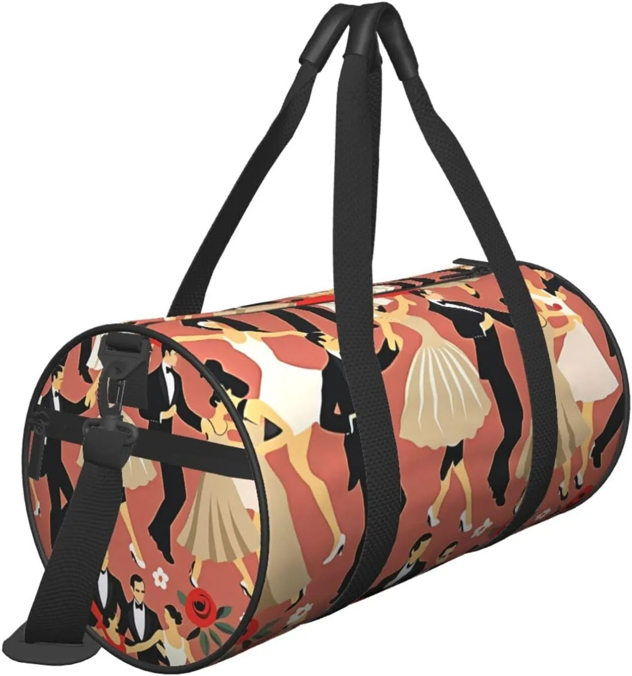 Ballroom Dance Printed Travel Bag,Round Personal Item Storage bag,Foldie Duffel Bag for Traveling Vacation,Fitness,Sports