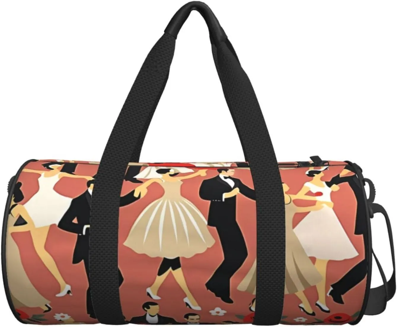 Ballroom Dance Printed Travel Bag,Round Personal Item Storage bag,Foldie Duffel Bag for Traveling Vacation,Fitness,Sports
