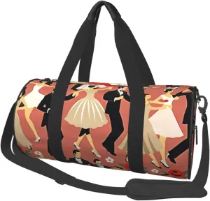 Ballroom Dance Printed Travel Bag,Round Personal Item Storage bag,Foldie Duffel Bag for Traveling Vacation,Fitness,Sports