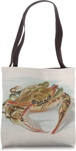 Beach Crab Illustration Tote Bag