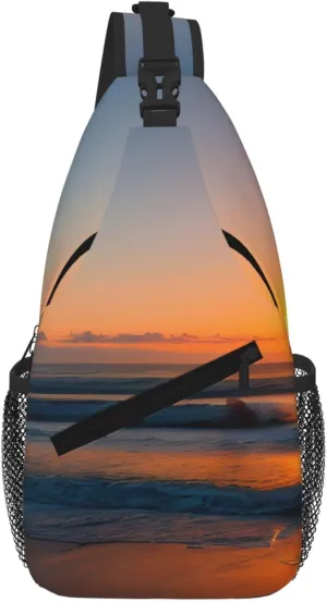 Beautiful Sunrise Ocean Fashion Print Crossbody Chest Bag - Adjustable Strap For Hiking And Working