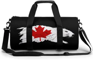 (Beavers) Canada Maple Flag Unisex Gym Bag Travel Duffel Bags Overnight Sport Tote with Compartment for Weekender Vacation