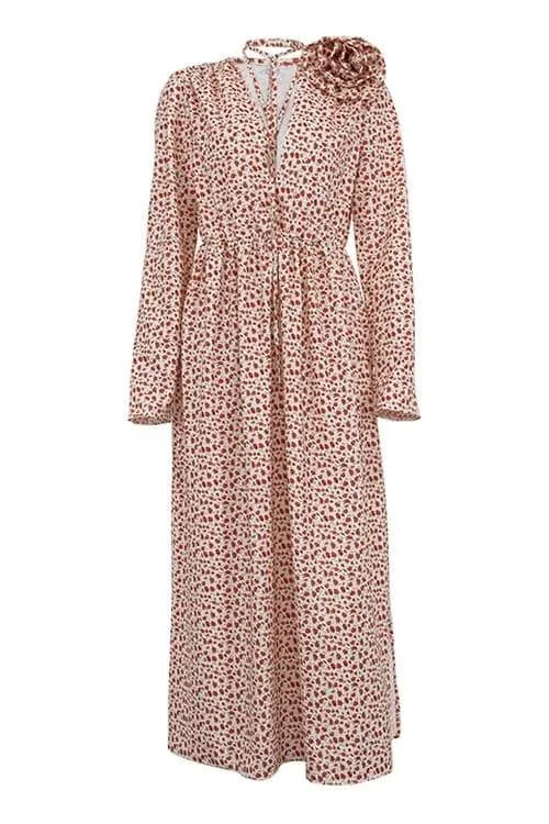 Bertha Floral V-Neck Midi Dress | White | Spring | Silk