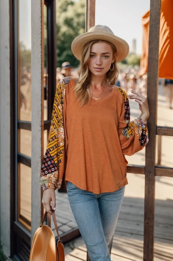 Beyove Boho Tops for Women Long Sleeve Fall Bohemian Casual Loose Fit Shirt Hippie Western Dressy Blouses