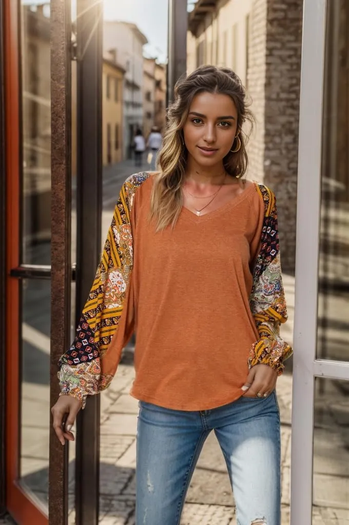 Beyove Boho Tops for Women Long Sleeve Fall Bohemian Casual Loose Fit Shirt Hippie Western Dressy Blouses