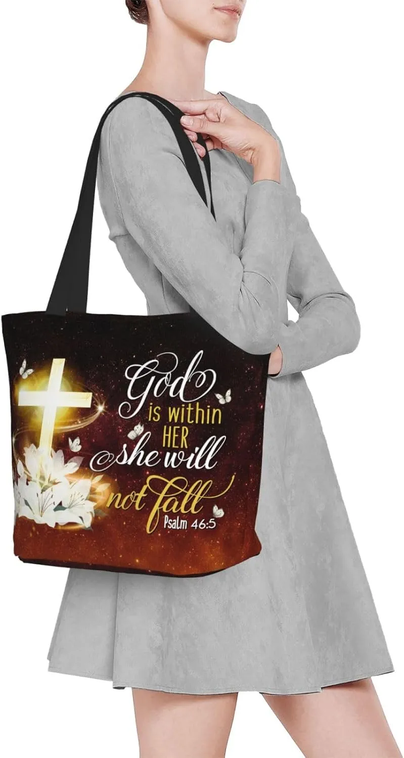 Bible Tote Bag for Women, Inspirational Scripture Christian Large Capacity Reusable Grocery Bags