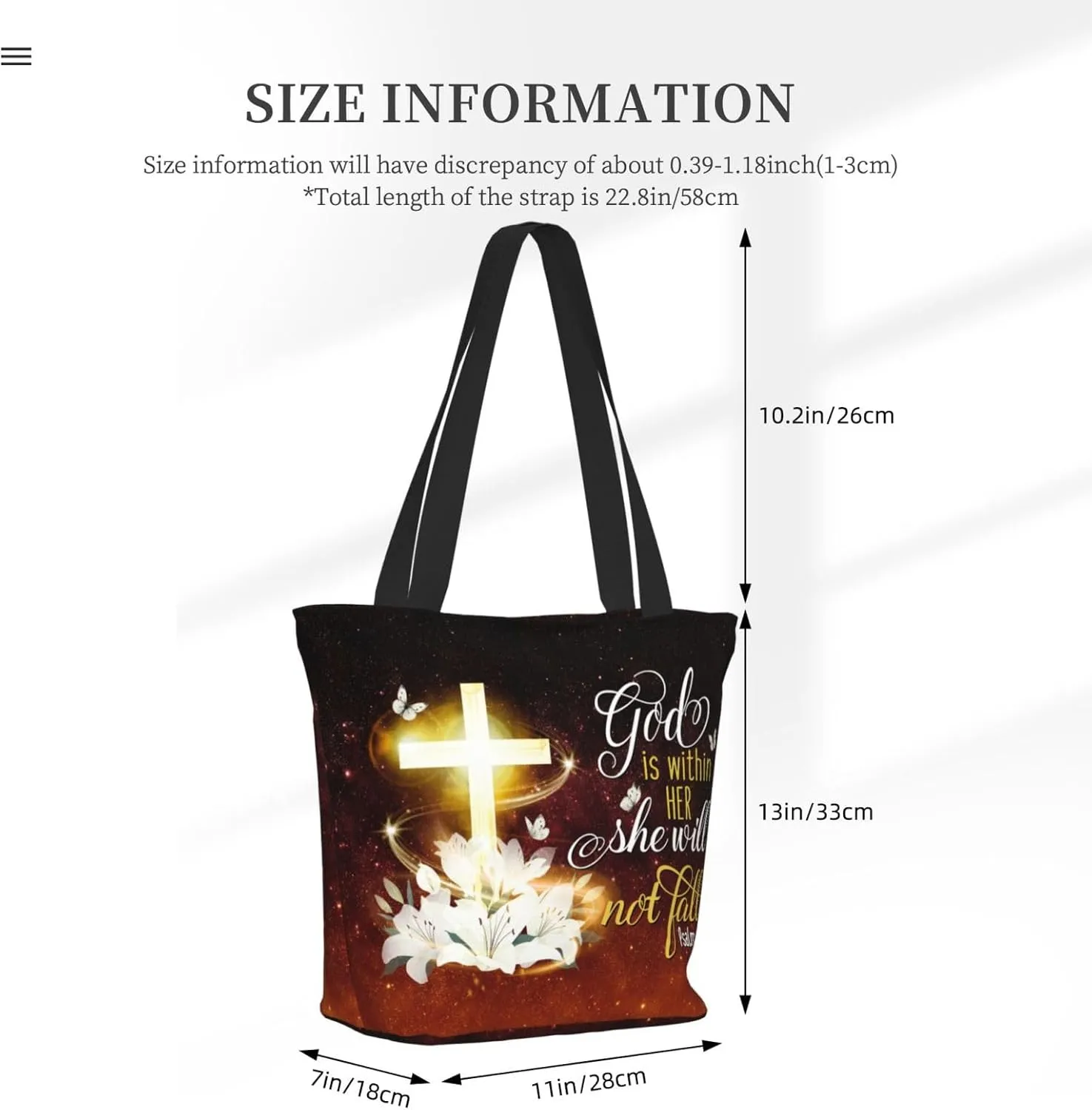 Bible Tote Bag for Women, Inspirational Scripture Christian Large Capacity Reusable Grocery Bags