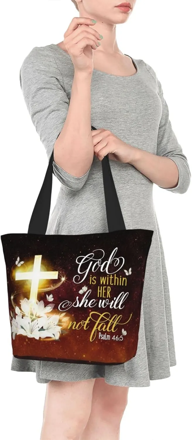 Bible Tote Bag for Women, Inspirational Scripture Christian Large Capacity Reusable Grocery Bags