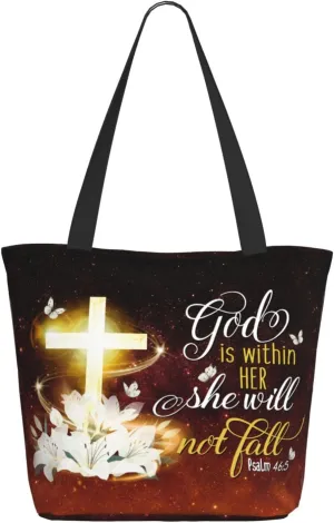 Bible Tote Bag for Women, Inspirational Scripture Christian Large Capacity Reusable Grocery Bags