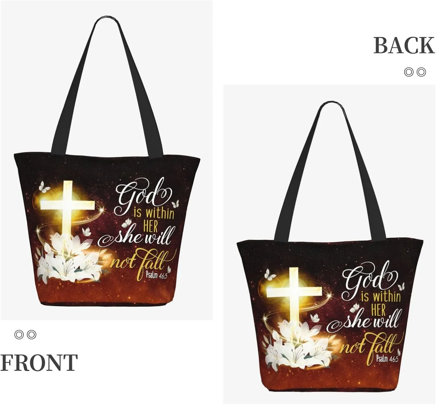 Bible Tote Bag for Women, Inspirational Scripture Christian Large Capacity Reusable Grocery Bags